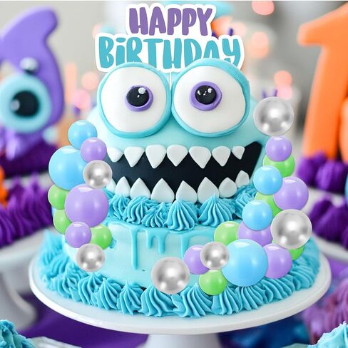 41 PCS Cartoon Monster Mini Balls Cake Toppers Green Purple Silver Foam Foam Ball Diy Cake Cakes Decoration لعيد ميلاد سعيد لوازم حفلة استحمام الطفل in Kuwait
