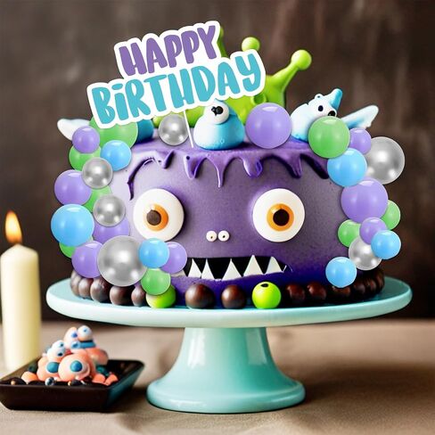 41 PCS Cartoon Monster Mini Balls Cake Toppers Green Purple Silver Foam Foam Ball Diy Cake Cakes Decoration لعيد ميلاد سعيد لوازم حفلة استحمام الطفل in Kuwait