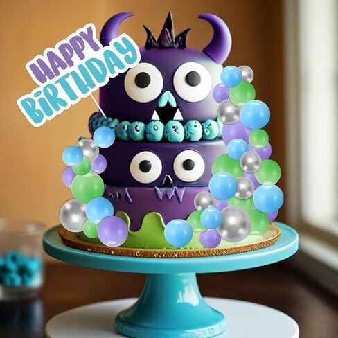 41 PCS Cartoon Monster Mini Balls Cake Toppers Green Purple Silver Foam Foam Ball Diy Cake Cakes Decoration لعيد ميلاد سعيد لوازم حفلة استحمام الطفل in Kuwait