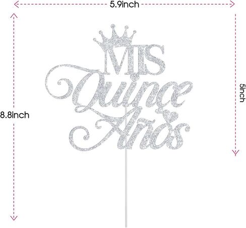 Mis Quince Anos Cake Topper, Happy 15th Birthday Cake Topper, Feliz 15 Anos, Hello 15, 15th Birthday Party Decorations (Silver Glitter) in Saudi Arabia