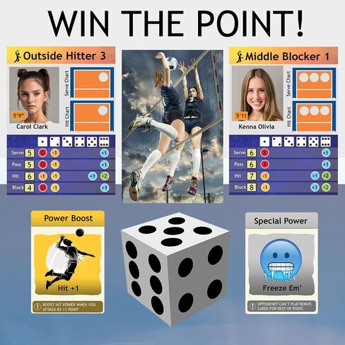 Action & Strategy Volleyball Board Game | Indoor Theme | Ages 13+ | 2 Players | 1v1 or 2v2 | Average Playtime 15 Minutes | Gift for Volleyball Players and Fans in Saudi Arabia