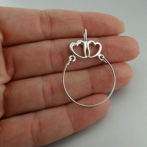 قلادة سحر قلوب اثنين - 925 Sterling Silver - إضافة سحر عرض هدية جاذبية جوهر السحر (SS411) in Saudi Arabia