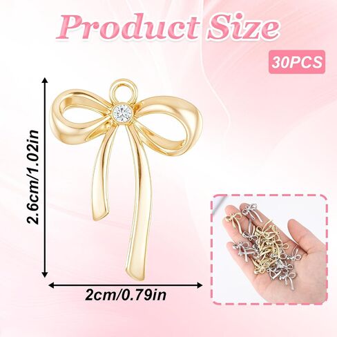 30 Pcs Gold Plated Bowknot Charms 2 Colors Alloy Bow Tie Charm Bow Charms for Jewelry Making Gold Bow Charm Pendant Connector for DIY Earrings Bracelet Necklaces in Saudi Arabia