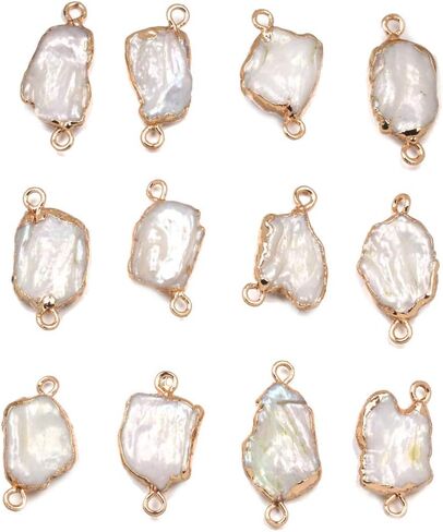 Pearl Connectors,5 Pcs Natural Freshwater Pearl Links Pendant Connectors with Golden Edge Wrapped Iron Findings Connectors Charms for Jewelry Making DIY Handmade Accessories in Saudi Arabia