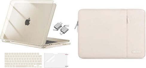 MOSISO Compatible with MacBook Air 13 inch Case 2025 2024 2023 2022 M4 A3240 M3 A3113 M2 A2681, Plastic Hard Shell&Keyboard Cover&Screen Film&Type C&Polyester Bag, Crystal Starlight&Sand in Saudi Arabia