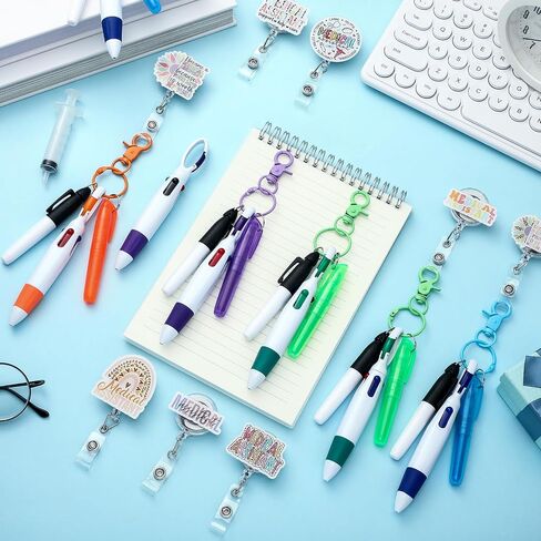 60 PCS Care Care Week Week Reels Pens مجموعة هدايا تشمل الطرف الدائم علامات العلامة العليا القابلة للسحب مقطع سلسلة مفاتيح القلم للمعالج التنفسي دكتور الرئوي الهدايا in Saudi Arabia