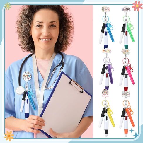 60 PCS Care Care Week Week Reels Pens مجموعة هدايا تشمل الطرف الدائم علامات العلامة العليا القابلة للسحب مقطع سلسلة مفاتيح القلم للمعالج التنفسي دكتور الرئوي الهدايا in Saudi Arabia
