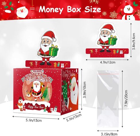 Ranfashiong Merry Christmas Day Money Box with Pull Out Card for Cash Gift Set Cash Holder DIY Fun Xsmas Surprise Party Decor-Red in Saudi Arabia