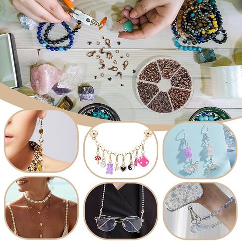 AHANDMAKER 1700Pcs Jewelry Making Accessories Set with Iron Crimp Beads Covers, Zinc Alloy Lobster Claw Clasps, Brass Wire Guardian & End Bead Tips for Necklace Clasps, Red Copper in Saudi Arabia
