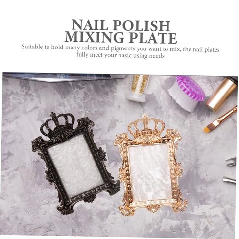 2pcs Vintage Nail Mixing Plates Multi-functional Nail Display Boards for Art Photography Small Makeup Mixing Tray for Manicure Tools in Saudi Arabia