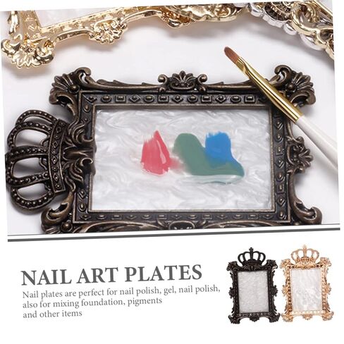 2pcs Vintage Nail Mixing Plates Multi-functional Nail Display Boards for Art Photography Small Makeup Mixing Tray for Manicure Tools in Saudi Arabia