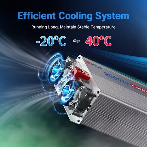 عاكس طاقة Redodo 2000 واط، عاكس موجة جيبية نقية 12 فولت تيار مستمر إلى 110 فولت-120 فولت، 18 أمبير كحد أقصى. منافذ تيار متردد، شاشة LCD، حماية متعددة، عاكس تيار متردد للأجهزة المنزلية، الإلكترونيات، المركبات الترفيهية، الشاحنات، الطاقة الشمسية in Kuwait