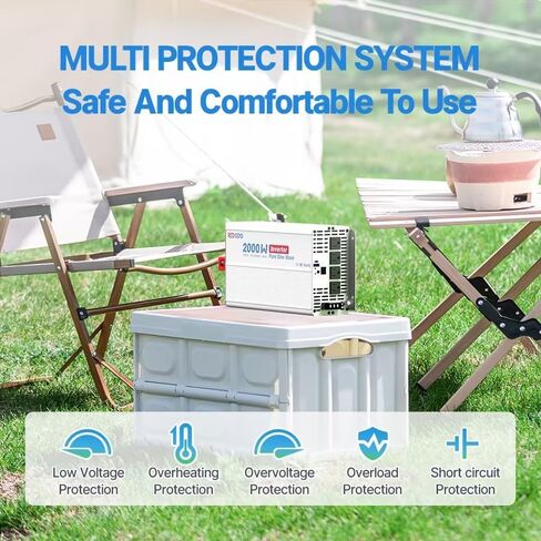 عاكس طاقة Redodo 2000 واط، عاكس موجة جيبية نقية 12 فولت تيار مستمر إلى 110 فولت-120 فولت، 18 أمبير كحد أقصى. منافذ تيار متردد، شاشة LCD، حماية متعددة، عاكس تيار متردد للأجهزة المنزلية، الإلكترونيات، المركبات الترفيهية، الشاحنات، الطاقة الشمسية in Kuwait