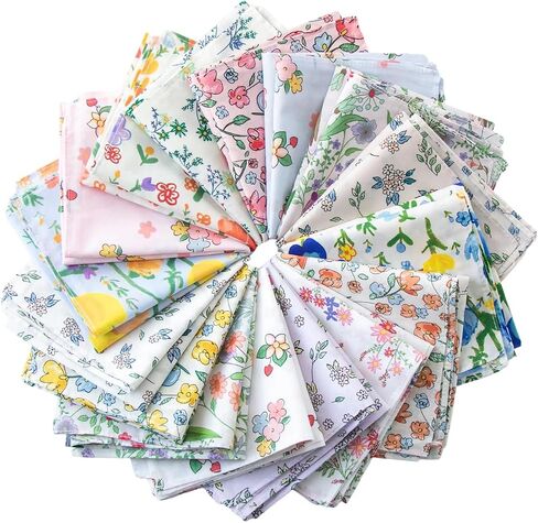 Womens Vintage Floral Handkerchiefs Fabric Cotton Hankies in Saudi Arabia