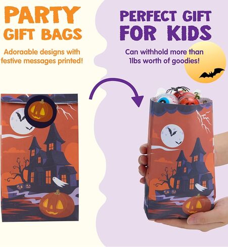 JOYIN 24 PCS Halloween Treat Bags with Stickers, Candy and Goodie Bags for Halloween Party Favors Supplies, Trick or Treat Bag for Kids, Students Classroom Exchange Game Prize in Saudi Arabia