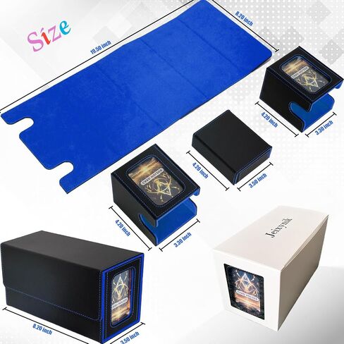 MTG Deck Box, 3-in-1 MTG Commander Deck Storage with Dice Tray, 4 Dividers & 2 Commander Displays, Removable Leather Magnetic Case Fits 200 Cards for TCG, CCG - Black-Purple in Saudi Arabia