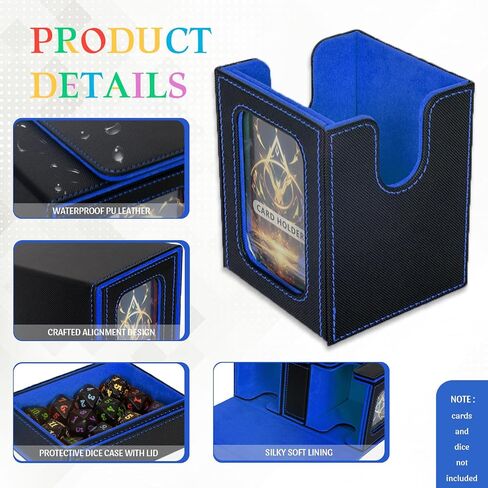 MTG Deck Box, 3-in-1 MTG Commander Deck Storage with Dice Tray, 4 Dividers & 2 Commander Displays, Removable Leather Magnetic Case Fits 200 Cards for TCG, CCG - Black-Purple in Saudi Arabia