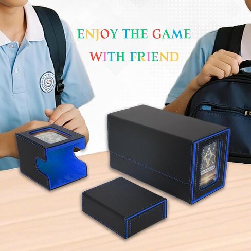 MTG Deck Box, 3-in-1 MTG Commander Deck Storage with Dice Tray, 4 Dividers & 2 Commander Displays, Removable Leather Magnetic Case Fits 200 Cards for TCG, CCG - Black-Purple in Saudi Arabia
