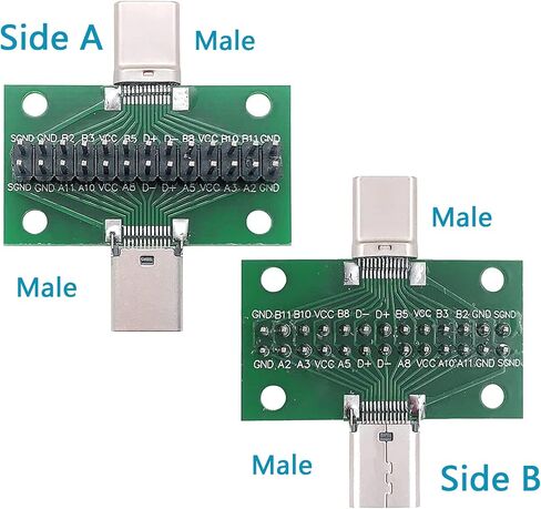minidodoca 2 قطعة USB 3.1 نوع C ذكر إلى أنثى لوحة اختبار مع لوحة PCB 24 دبابيس 2.54 مم مقبس مزدوج الجوانب مع موصل رأس الدبوس، سلك دوبونت لنقل كابل سلك خط التاريخ in Kuwait