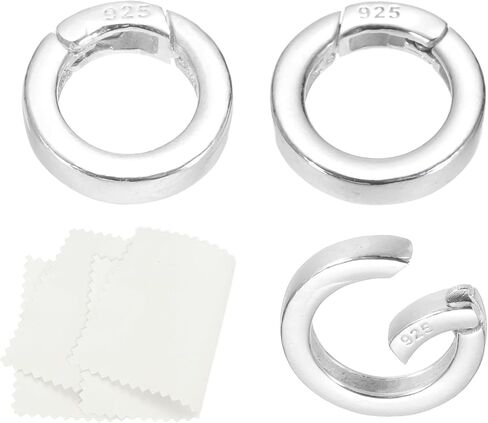 PATIKIL 12/14/16mm 925 Sterling Silver Spring Gate Rings, 3Pcs Plat Round Spring Clasps Necklace Enhancer Shortener Closures Connector for Jewelry Making Necklaces DIY, Silver Tone in Saudi Arabia