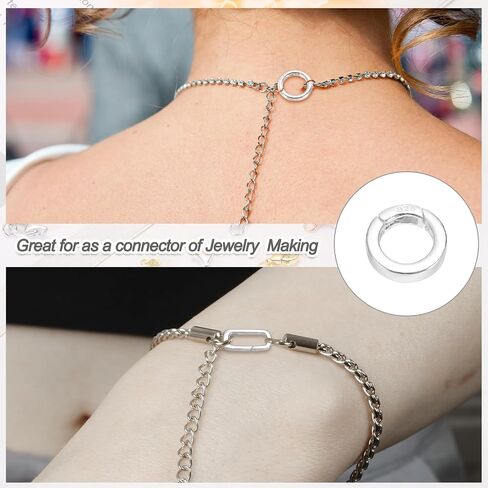 PATIKIL 12/14/16mm 925 Sterling Silver Spring Gate Rings, 3Pcs Plat Round Spring Clasps Necklace Enhancer Shortener Closures Connector for Jewelry Making Necklaces DIY, Silver Tone in Saudi Arabia