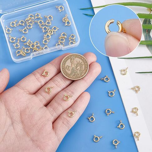PH Pandahall 50pcs 18k مشابك مطلية بالذهب المشابك المشبكات الذهبية مع مجموعات ملحقات للمجوهرات حلقات القفزة المفتوحة للأساور قلادات المعلقات مجوهرات لإجراء إصلاحات in Saudi Arabia