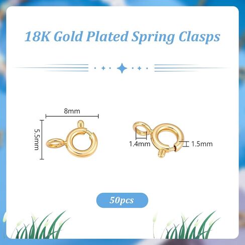 PH Pandahall 50pcs 18k مشابك مطلية بالذهب المشابك المشبكات الذهبية مع مجموعات ملحقات للمجوهرات حلقات القفزة المفتوحة للأساور قلادات المعلقات مجوهرات لإجراء إصلاحات in Saudi Arabia