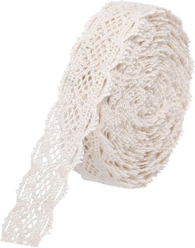MECCANIXITY Lace Trim Ribbon 10 Yards 0.59 Inch Cotton Trim for Craft,Gift Wrappers,Headbands,Wedding Beige Style 21 in Saudi Arabia