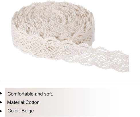 MECCANIXITY Lace Trim Ribbon 10 Yards 0.59 Inch Cotton Trim for Craft,Gift Wrappers,Headbands,Wedding Beige Style 21 in Saudi Arabia