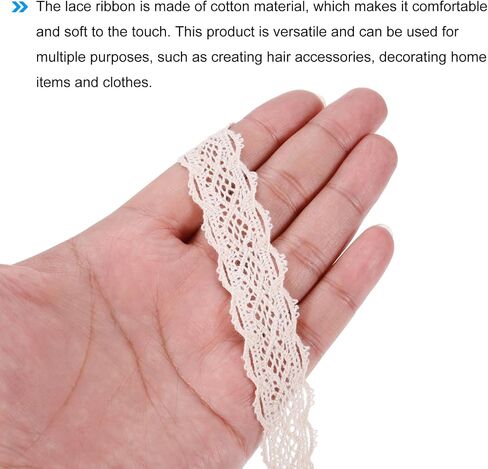 MECCANIXITY Lace Trim Ribbon 10 Yards 0.59 Inch Cotton Trim for Craft,Gift Wrappers,Headbands,Wedding Beige Style 21 in Saudi Arabia