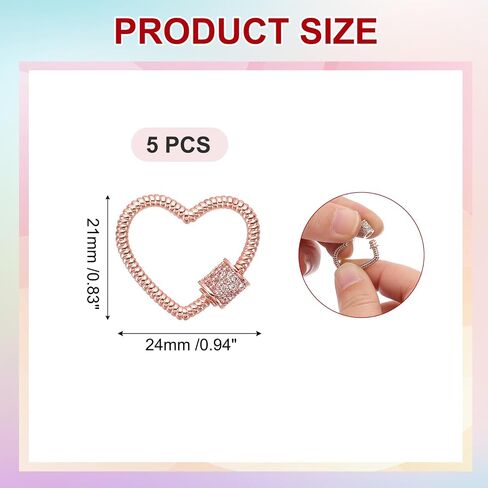 PATIKIL Brass Screw Heart Lock Charm Clasps, 5Pcs Jewelry Clasp Clip Hook Locking Clasps and Closures for Necklace Bracelet Making Dangling Pendant Keychain Handbag, Rose Gold in Saudi Arabia