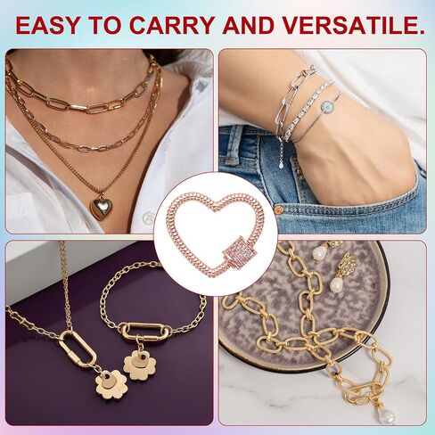PATIKIL Brass Screw Heart Lock Charm Clasps, 5Pcs Jewelry Clasp Clip Hook Locking Clasps and Closures for Necklace Bracelet Making Dangling Pendant Keychain Handbag, Rose Gold in Saudi Arabia