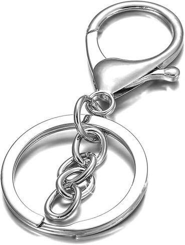 20pcs حلقة مقسمة مسطحة ومشابك جراد البحر مع سلسلة التمديد لسلسلة مفاتيح مفتاح DIY Craft (Silver) in Kuwait