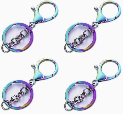 20pcs Flat Split Ring and Lobster Clasps with Extension Chain for Key Ring Keychain DIY Craft (Silver) in Saudi Arabia