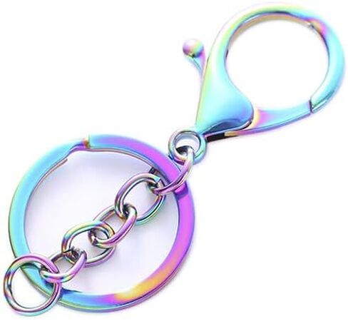 20pcs Flat Split Ring and Lobster Clasps with Extension Chain for Key Ring Keychain DIY Craft (Silver) in Saudi Arabia