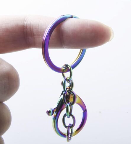 20pcs Flat Split Ring and Lobster Clasps with Extension Chain for Key Ring Keychain DIY Craft (Silver) in Saudi Arabia