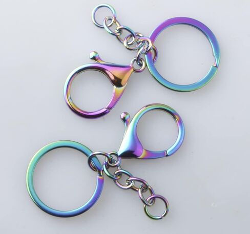 20pcs Flat Split Ring and Lobster Clasps with Extension Chain for Key Ring Keychain DIY Craft (Silver) in Saudi Arabia
