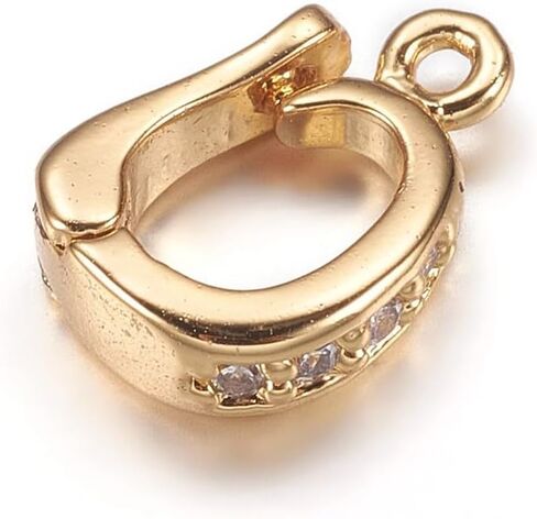 LiQunSweet 5 pcs Golden Color D Theme Shortener Bail Brass Cubic Zirconia Clasps Hinged Bails Clasps for Necklace Bracelet Keychain Jewelry Findings - 10.5×7mm in Saudi Arabia