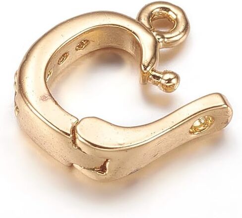 LiQunSweet 5 pcs Golden Color D Theme Shortener Bail Brass Cubic Zirconia Clasps Hinged Bails Clasps for Necklace Bracelet Keychain Jewelry Findings - 10.5×7mm in Saudi Arabia