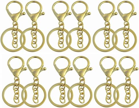20pcs حلقة مقسمة مسطحة ومشابك جراد البحر مع سلسلة التمديد لسلسلة مفاتيح مفتاح DIY Craft (Silver) in Kuwait