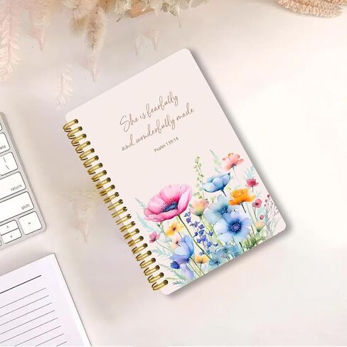 LOEVOERO 2pcs Inspirational Spiral Notebook with Inspirational Bible Verses,PSALM 23:3 He Restores My Soul 50 Pages 5.5x 8.3inch, Ideal Birthday or Christian Gifts, Ideal for School or Office。 in Kuwait