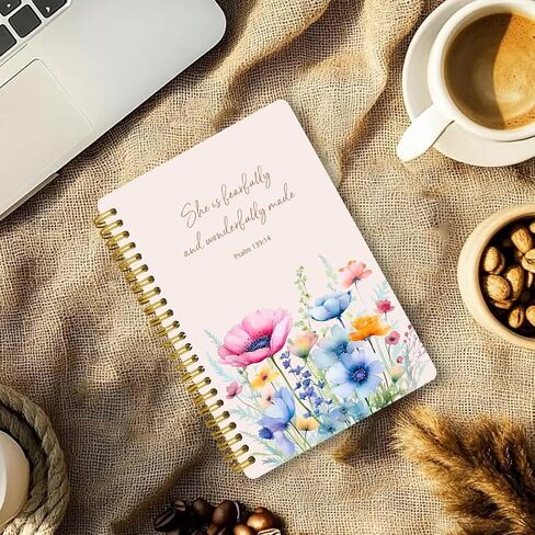 LOEVOERO 2pcs Inspirational Spiral Notebook with Inspirational Bible Verses,PSALM 23:3 He Restores My Soul 50 Pages 5.5x 8.3inch, Ideal Birthday or Christian Gifts, Ideal for School or Office。 in Kuwait