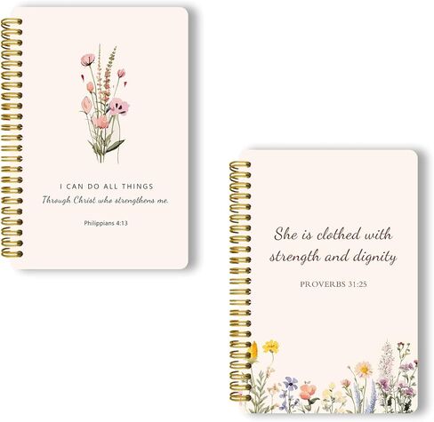 LOEVOERO 2pcs Inspirational Spiral Notebook with Inspirational Bible Verses,PSALM 23:3 He Restores My Soul 50 Pages 5.5x 8.3inch, Ideal Birthday or Christian Gifts, Ideal for School or Office。 in Kuwait