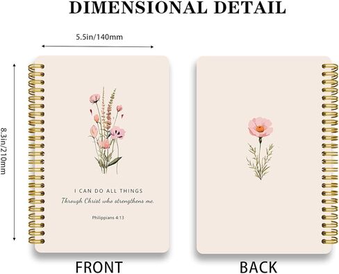 LOEVOERO 2pcs Inspirational Spiral Notebook with Inspirational Bible Verses,PSALM 23:3 He Restores My Soul 50 Pages 5.5x 8.3inch, Ideal Birthday or Christian Gifts, Ideal for School or Office。 in Kuwait