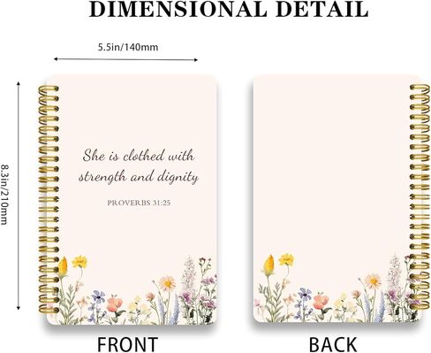 LOEVOERO 2pcs Inspirational Spiral Notebook with Inspirational Bible Verses,PSALM 23:3 He Restores My Soul 50 Pages 5.5x 8.3inch, Ideal Birthday or Christian Gifts, Ideal for School or Office。 in Kuwait
