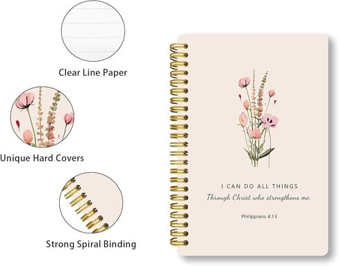 LOEVOERO 2pcs Inspirational Spiral Notebook with Inspirational Bible Verses,PSALM 23:3 He Restores My Soul 50 Pages 5.5x 8.3inch, Ideal Birthday or Christian Gifts, Ideal for School or Office。 in Kuwait