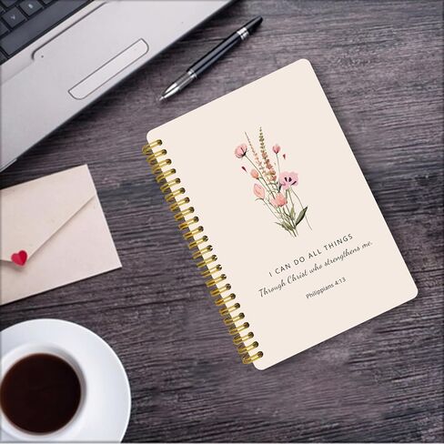 LOEVOERO 2pcs Inspirational Spiral Notebook with Inspirational Bible Verses,PSALM 23:3 He Restores My Soul 50 Pages 5.5x 8.3inch, Ideal Birthday or Christian Gifts, Ideal for School or Office。 in Kuwait