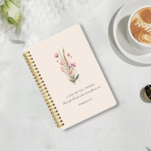 LOEVOERO 2pcs Inspirational Spiral Notebook with Inspirational Bible Verses,PSALM 23:3 He Restores My Soul 50 Pages 5.5x 8.3inch, Ideal Birthday or Christian Gifts, Ideal for School or Office。 in Kuwait