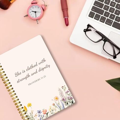 LOEVOERO 2pcs Inspirational Spiral Notebook with Inspirational Bible Verses,PSALM 23:3 He Restores My Soul 50 Pages 5.5x 8.3inch, Ideal Birthday or Christian Gifts, Ideal for School or Office。 in Kuwait