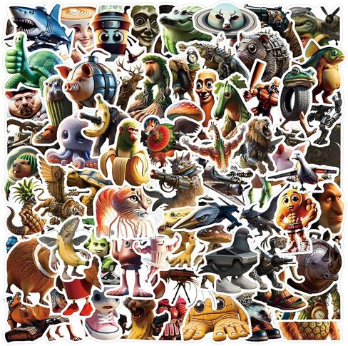 100pcs ملصقات حيوانات البكر الإيطالية ، ملصقات Tralalero Tralala لزجاجات المياه ، تلصق Tung Tung Tung Sahur Pack فينيل مقاوم للماء لحفلات الهاتف المحمول. in Kuwait
